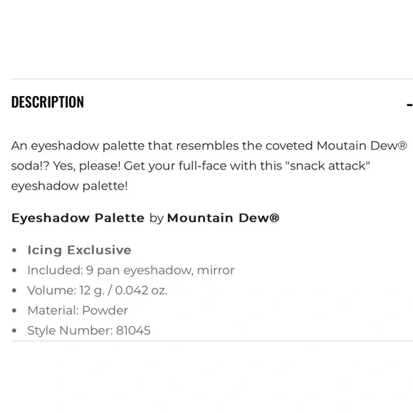 Mountain Dew Eyeshadow Palette 9 colors NWT - Picture 7 of 8